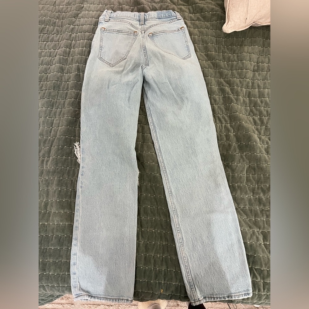 Abercrombie & Fitch Distressed Light Blue Straight Leg Jeans - Picture 2 of 3